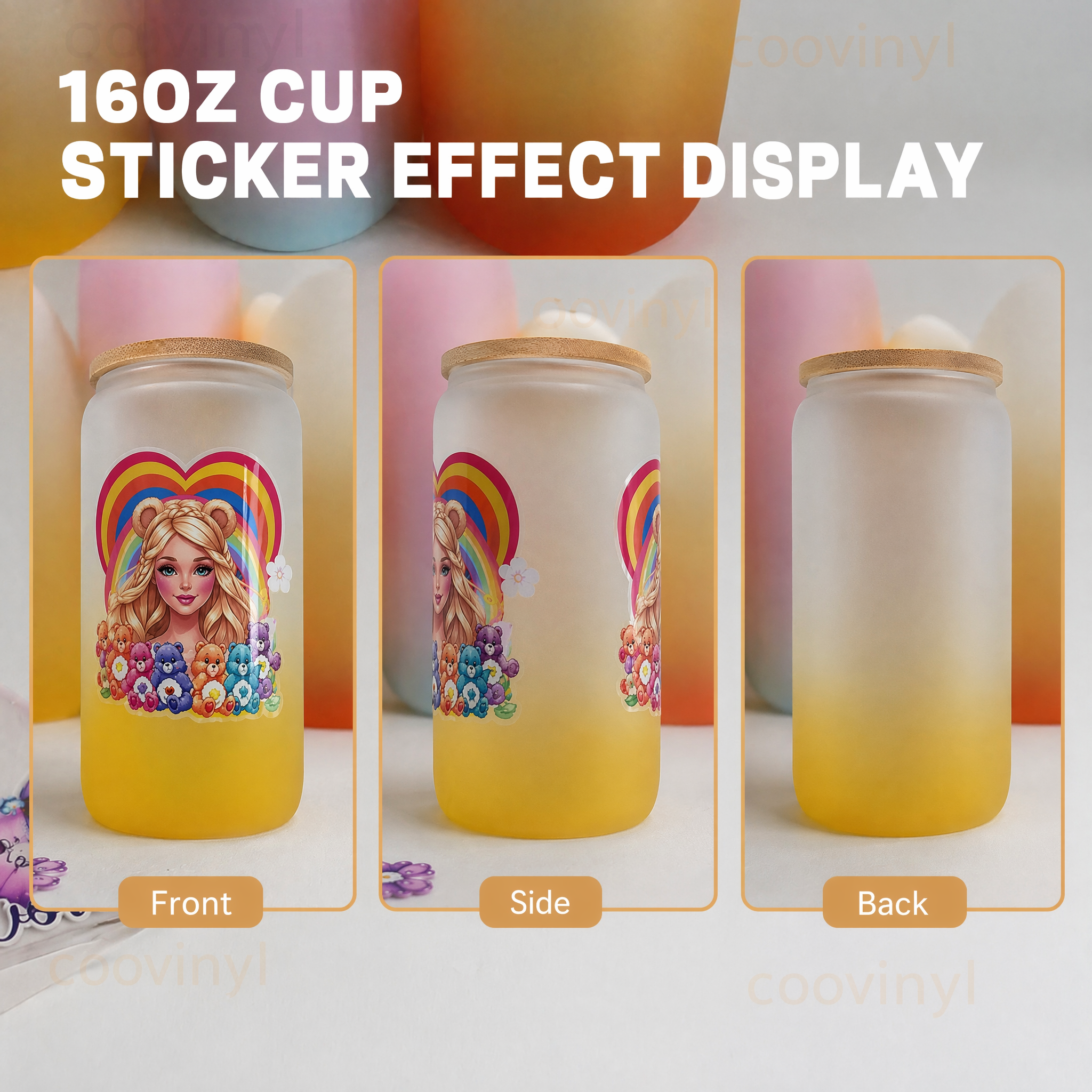 Holographic 10pcs Horror UV DTF Cup Wraps for 16OZ tumblers Waterproof Acrylic Wraps for Cups Glasses &Smooth Objects Vivid Colors Strong Adhesion CustomizableStickers Decal Sticker Art Crafts Kit