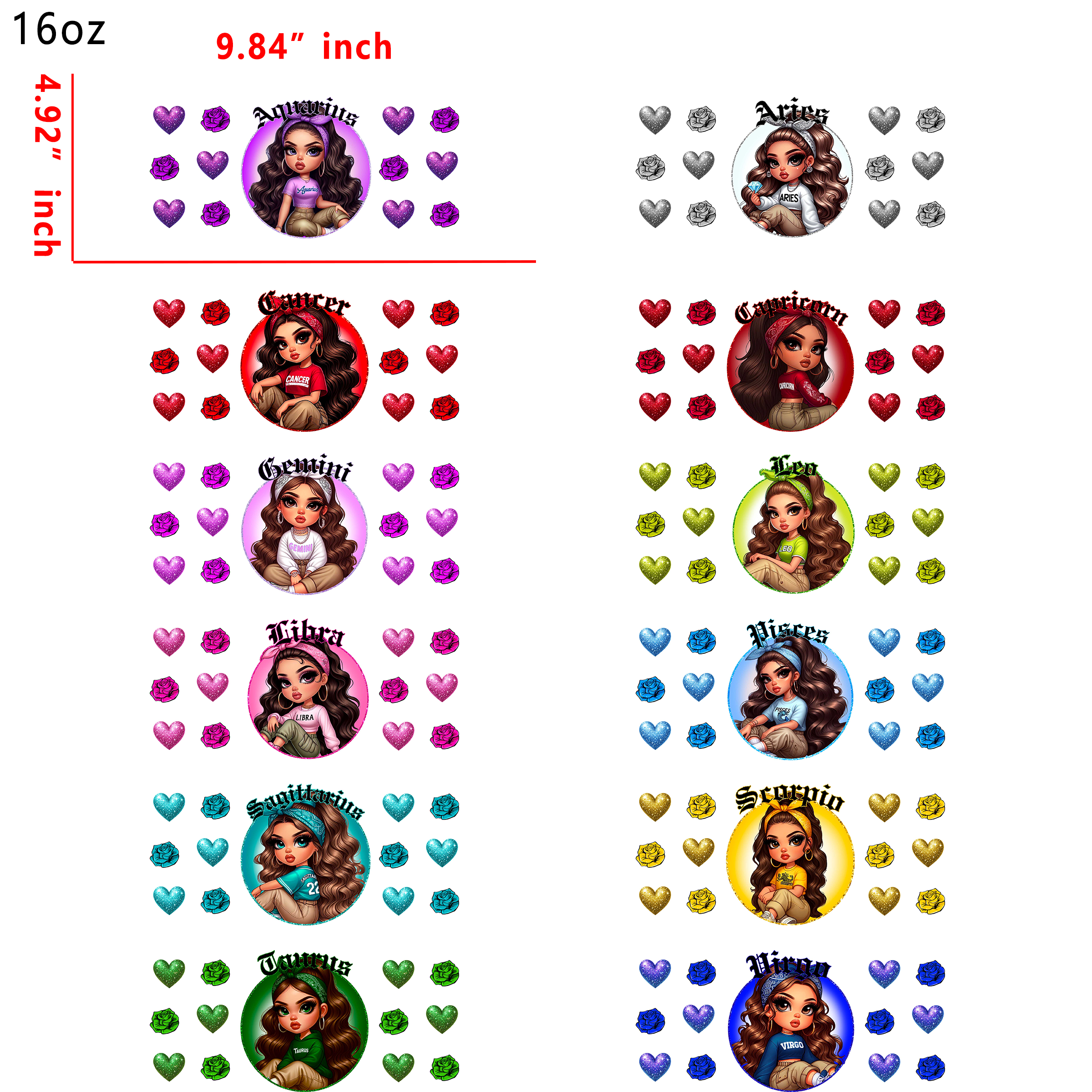 (U59) 10pcs latino 16OZ Tumbler Cup Wraps, Waterproof Fade-Resistant Decal Stickers, Vivid HD Print with Strong Adhesion, Customizable Transfers for Glass Cups, Mugs & Smooth Surfaces, DIY Art Craft Supplies