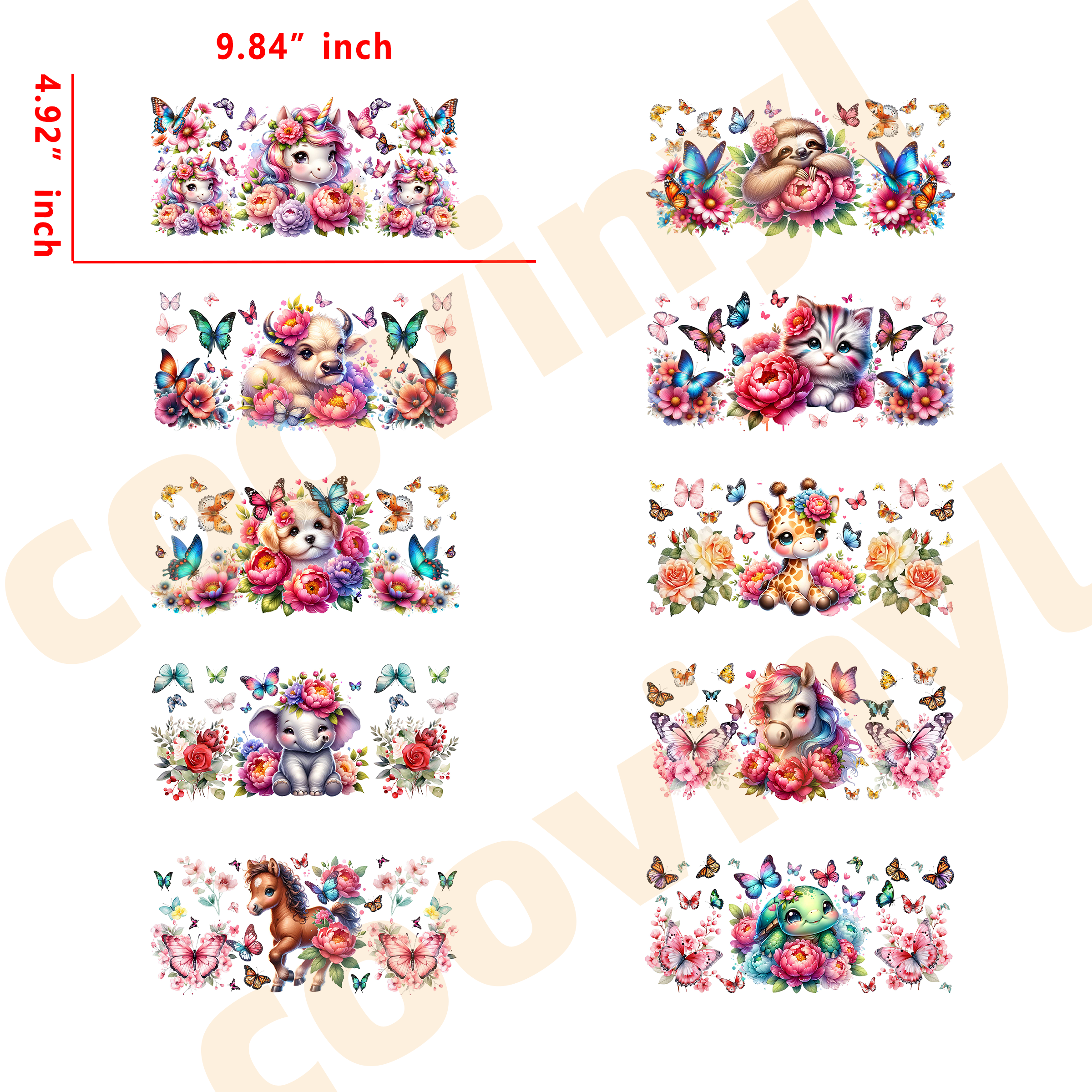 (T12) 20pcs animal 16OZ Tumbler Cup Wraps, Waterproof Fade-Resistant Decal Stickers, Vivid HD Print with Strong Adhesion, Customizable Transfers for Glass Cups, Mugs & Smooth Surfaces, DIY Art Craft Supplies
