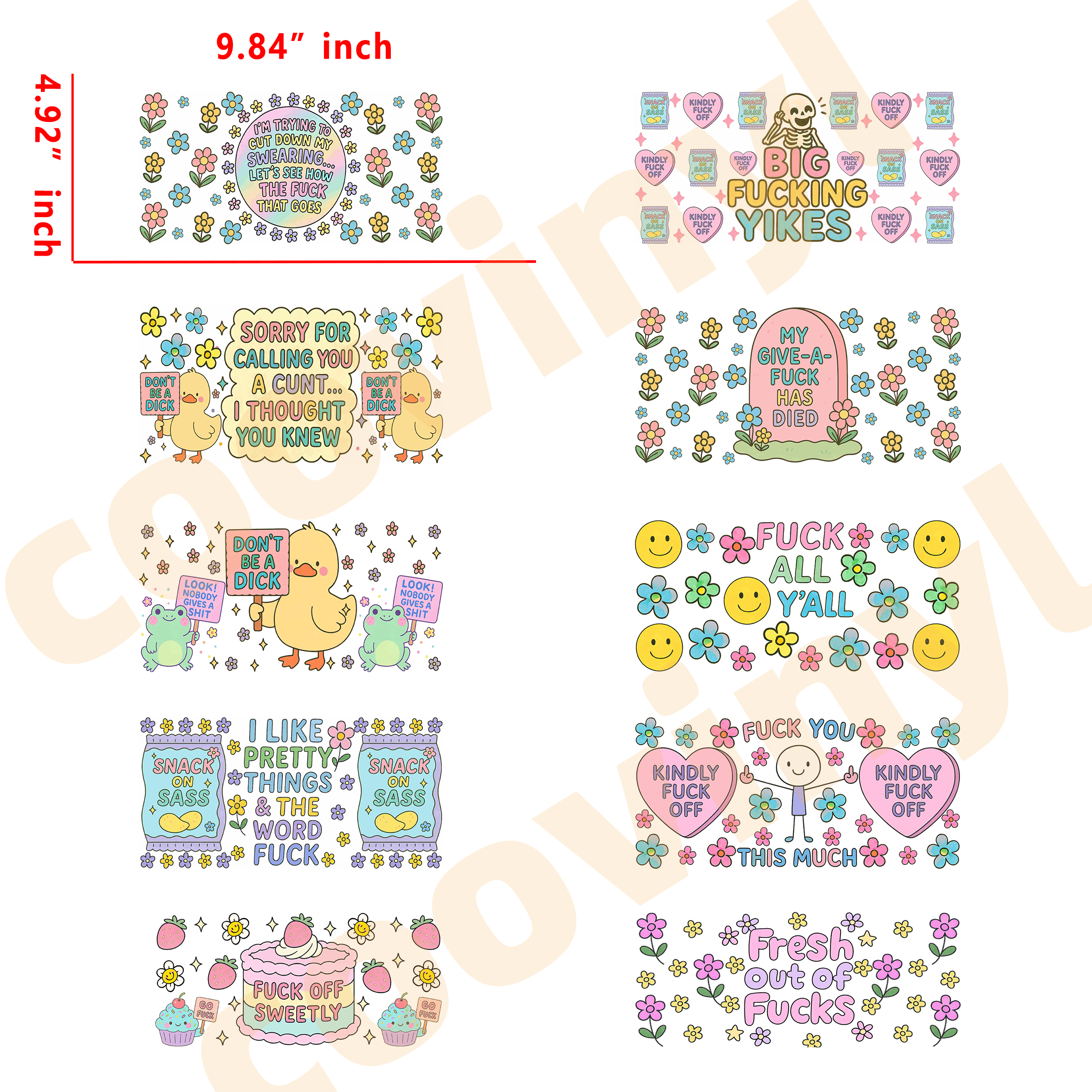 (X78) 20pcs scarstic 16OZ Tumbler Cup Wraps, Waterproof Fade-Resistant Decal Stickers, Vivid HD Print with Strong Adhesion, Customizable Transfers for Glass Cups, Mugs & Smooth Surfaces, DIY Art Craft Supplies