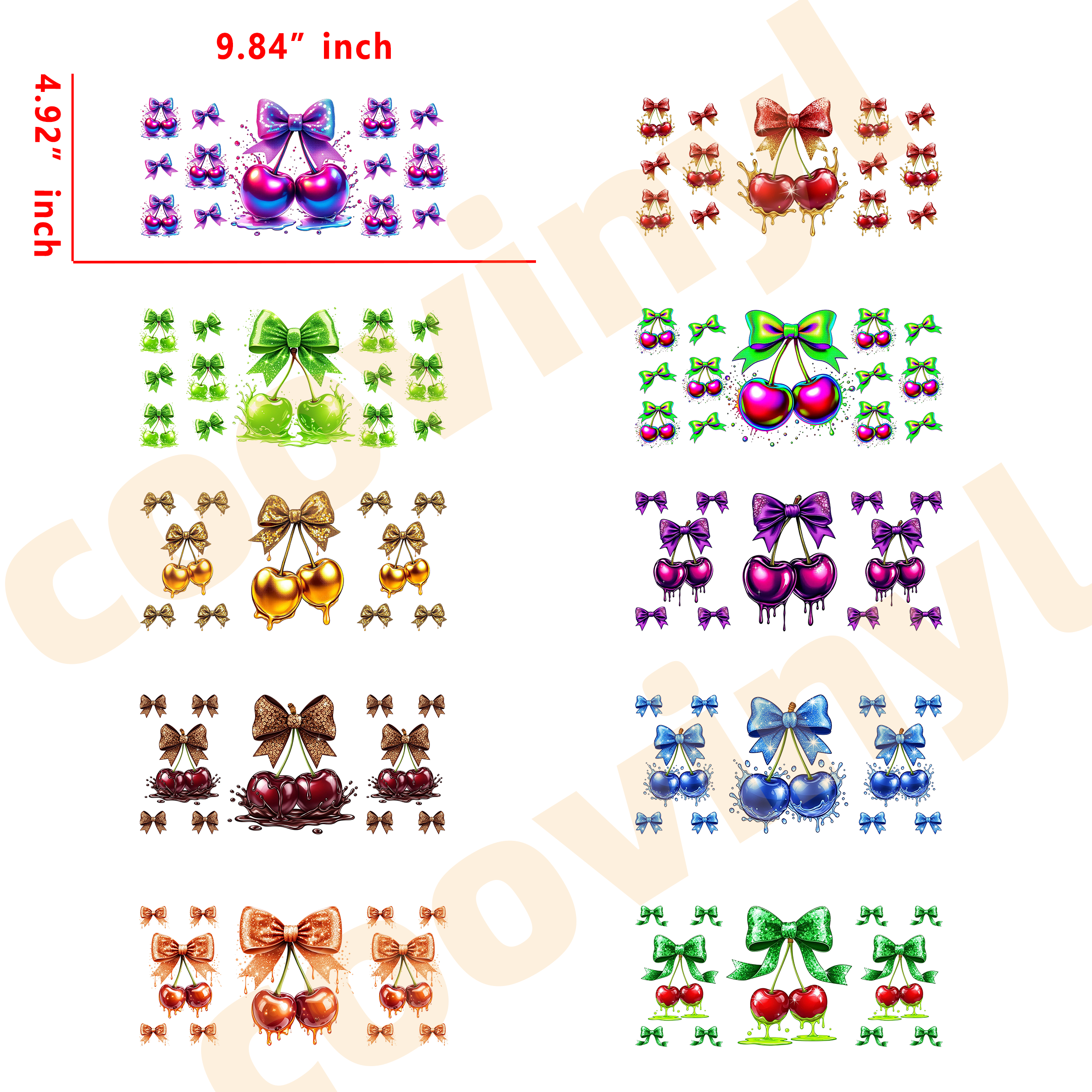 (X83) 20pcs cherry 16OZ Tumbler Cup Wraps, Waterproof Fade-Resistant Decal Stickers, Vivid HD Print with Strong Adhesion, Customizable Transfers for Glass Cups, Mugs & Smooth Surfaces, DIY Art Craft Supplies