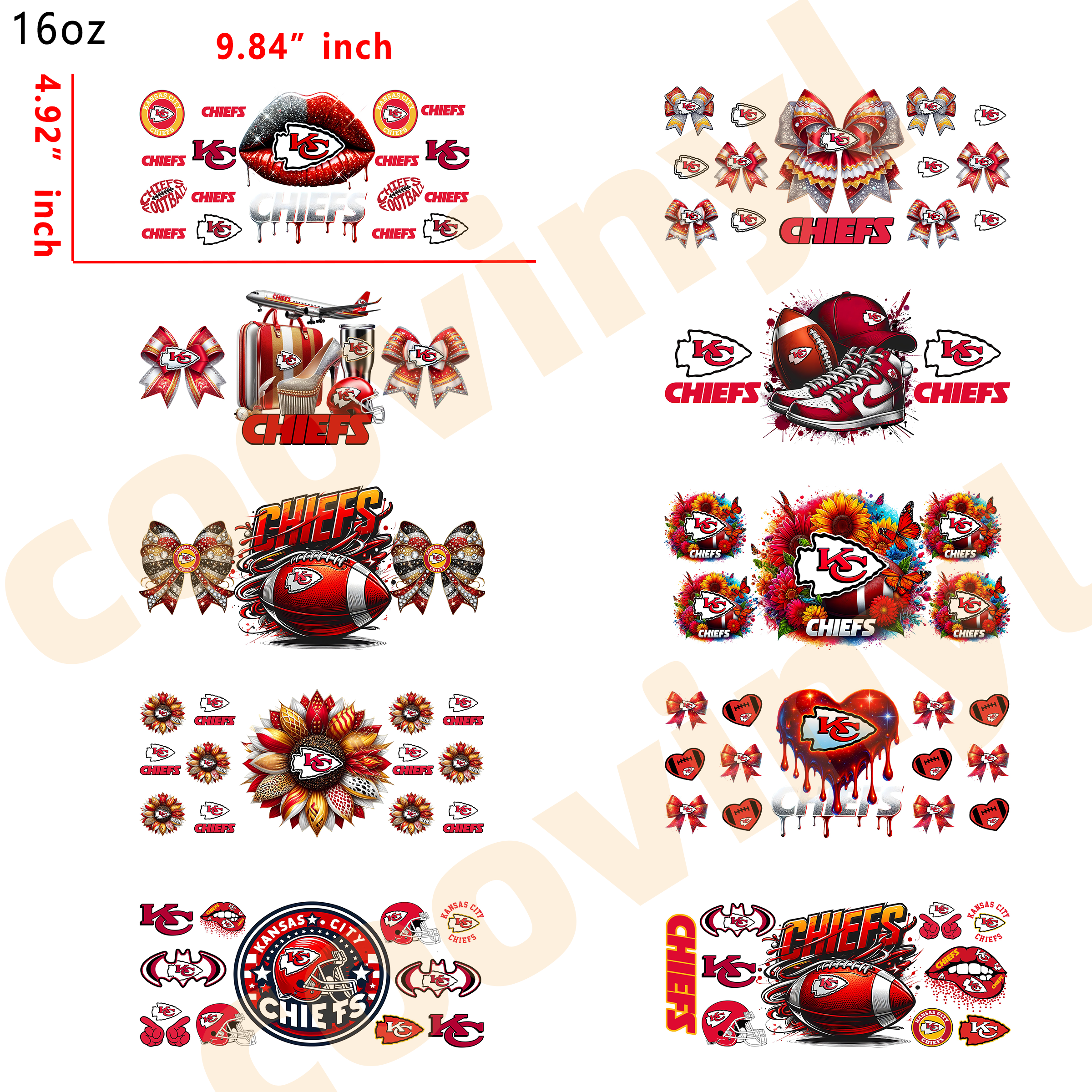 (K40) 10pcs Chieftains Rugby Team 16OZ Tumbler Cup Wraps, Waterproof Fade-Resistant Decal Stickers, Vivid HD Print with Strong Adhesion, Customizable Transfers for Glass Cups, Mugs & Smooth Surfaces, DIY Art Craft Supplies