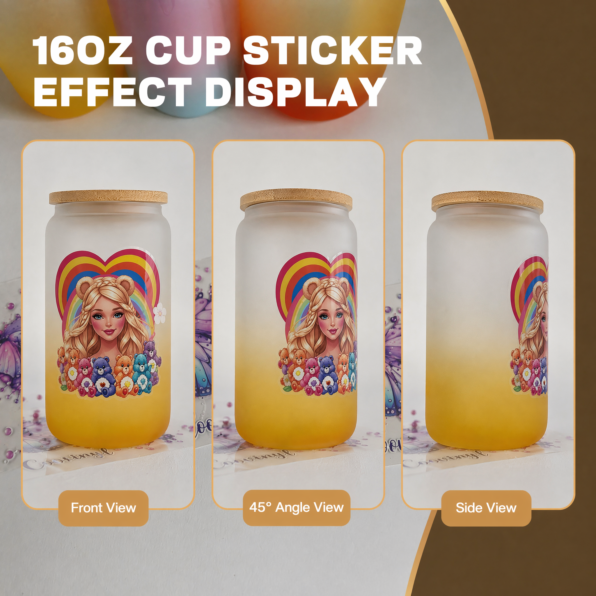 Glitter Sticker 15 PCS mama cup wraps 16OZ tumbler  Waterproof Customized Craft Sticker Adhesive Vinyl Decal Glitter Sticker DIY Kit Ready to Use Vivid Color Strong Stickiness