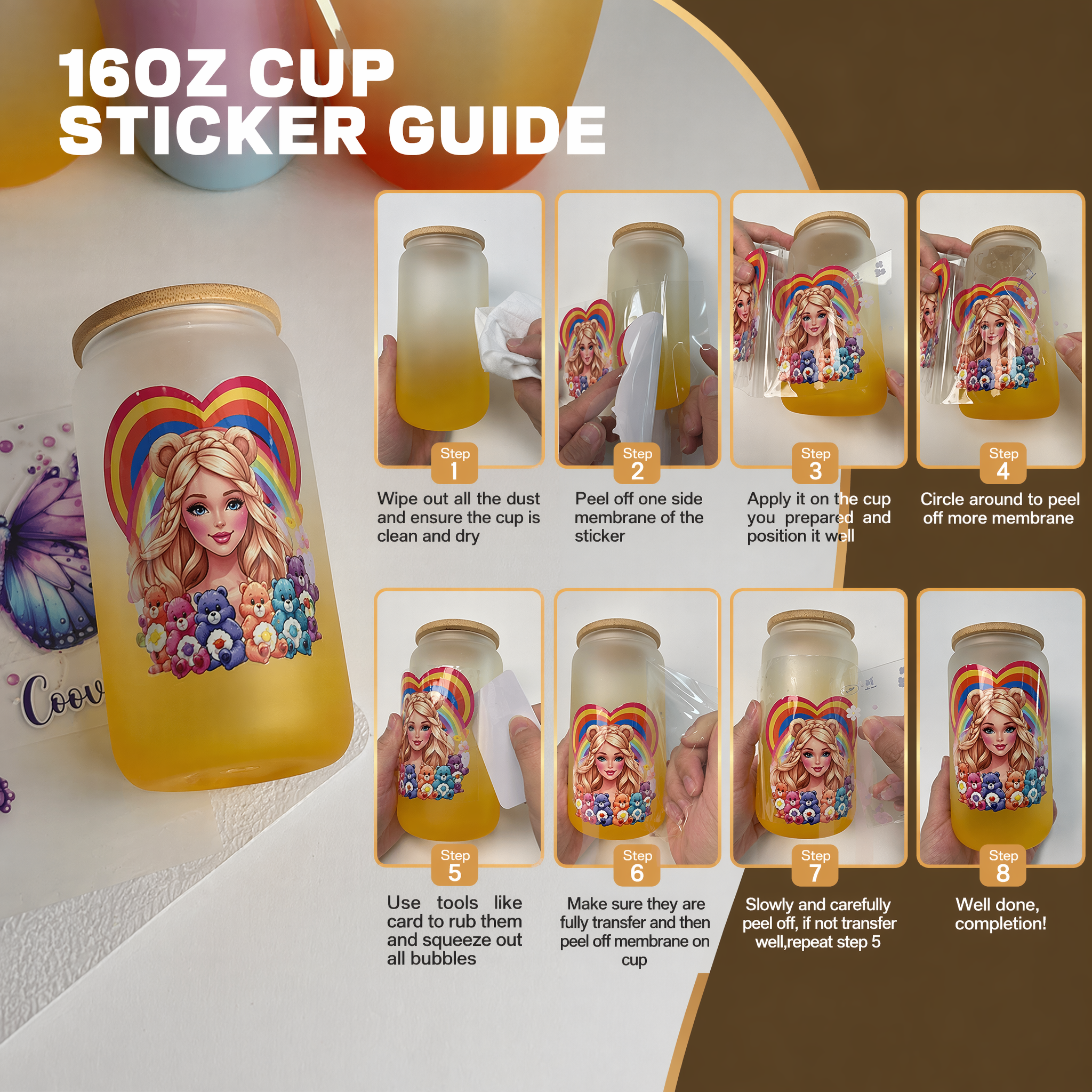 Glitter Sticker 15 PCS mama cup wraps 16OZ tumbler  Waterproof Customized Craft Sticker Adhesive Vinyl Decal Glitter Sticker DIY Kit Ready to Use Vivid Color Strong Stickiness