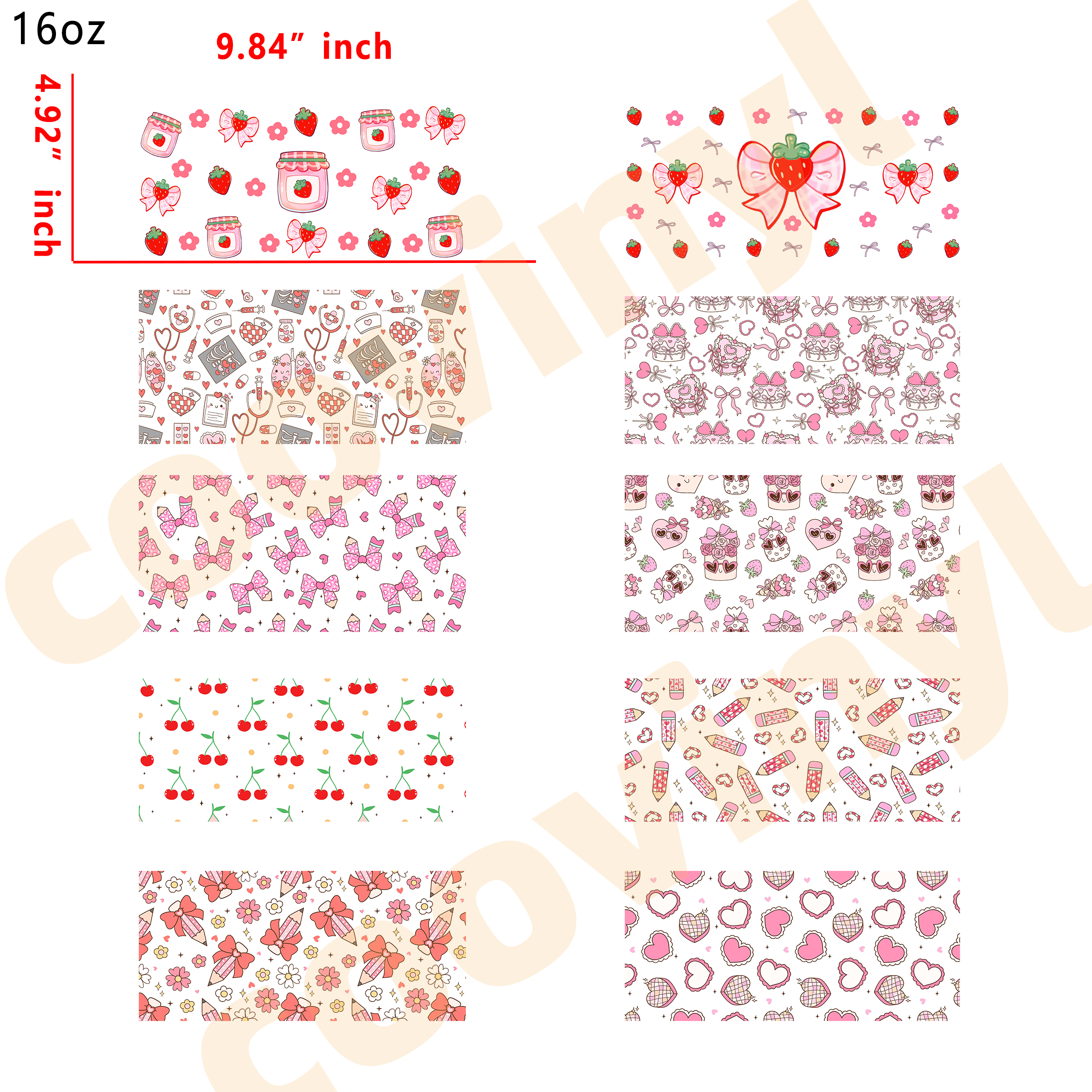 (X66) 20pcs bow 16OZ Tumbler Cup Wraps, Waterproof Fade-Resistant Decal Stickers, Vivid HD Print with Strong Adhesion, Customizable Transfers for Glass Cups, Mugs & Smooth Surfaces, DIY Art Craft Supplies