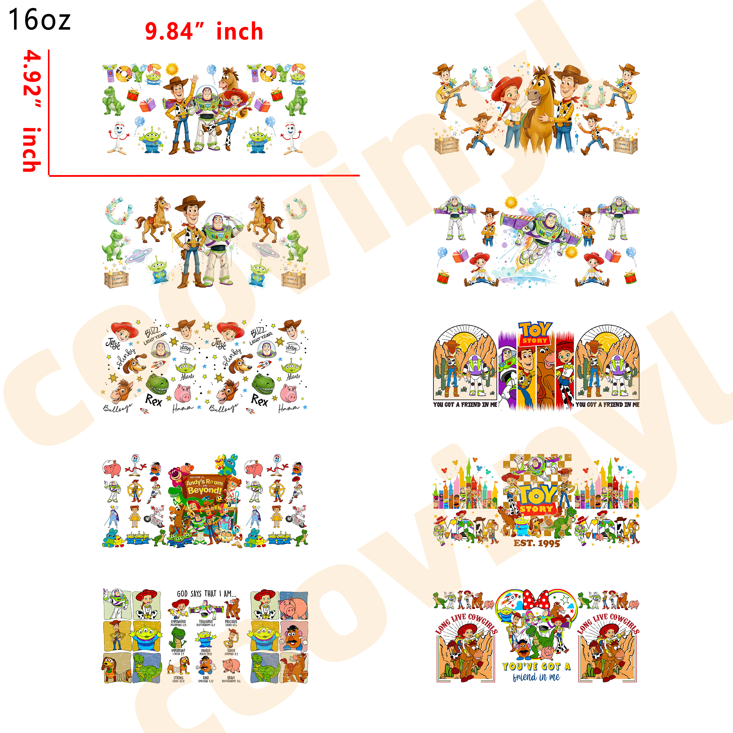 (L65) 10pcs horror owl 16OZ Tumbler Cup Wraps, Waterproof Fade-Resistant Decal Stickers, Vivid HD Print with Strong Adhesion, Customizable Transfers for Glass Cups, Mugs & Smooth Surfaces, DIY Art Craft Supplies