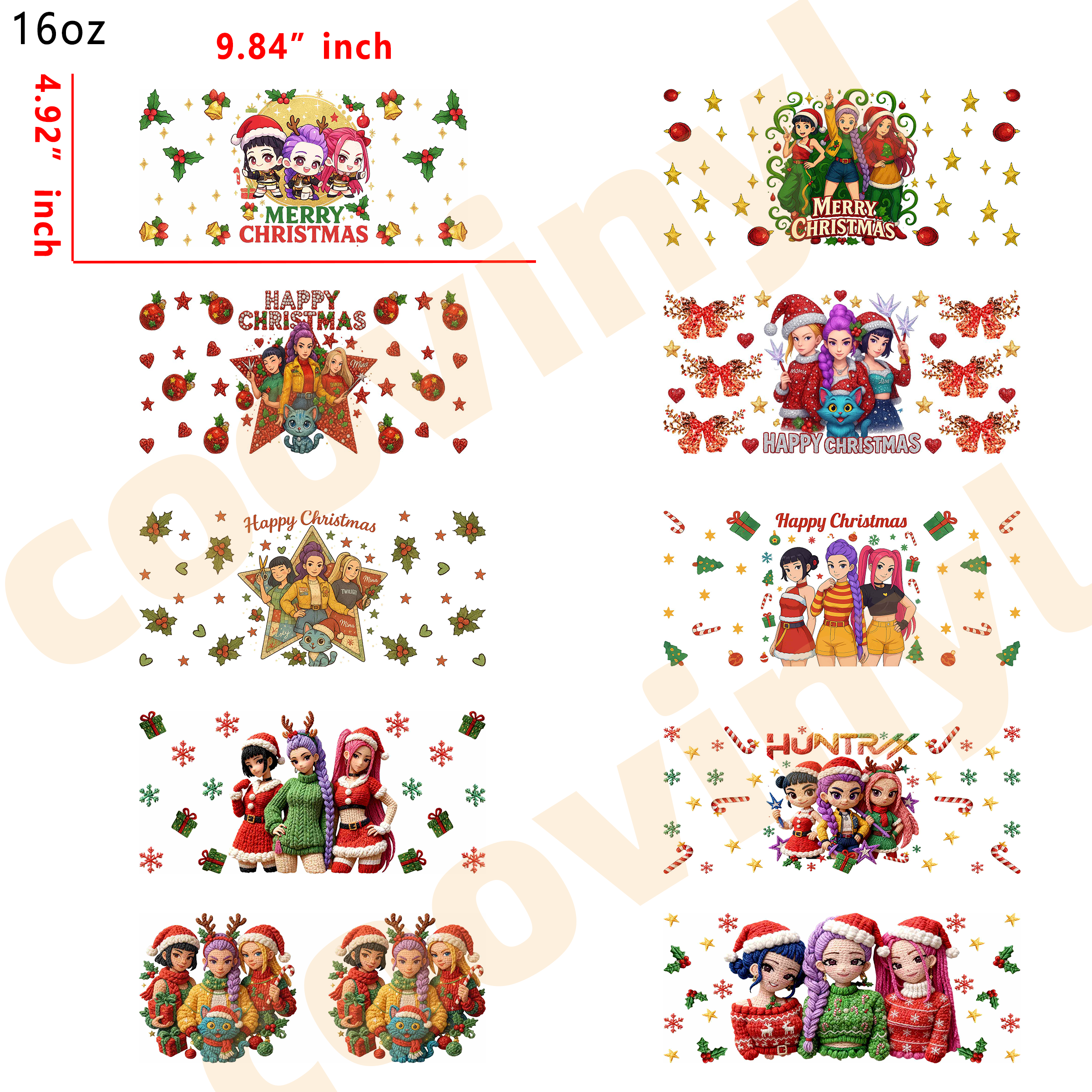 (K21) 10pcs toy story 16OZ Tumbler Cup Wraps, Waterproof Fade-Resistant Decal Stickers, Vivid HD Print with Strong Adhesion, Customizable Transfers for Glass Cups, Mugs & Smooth Surfaces, DIY Art Craft Supplies