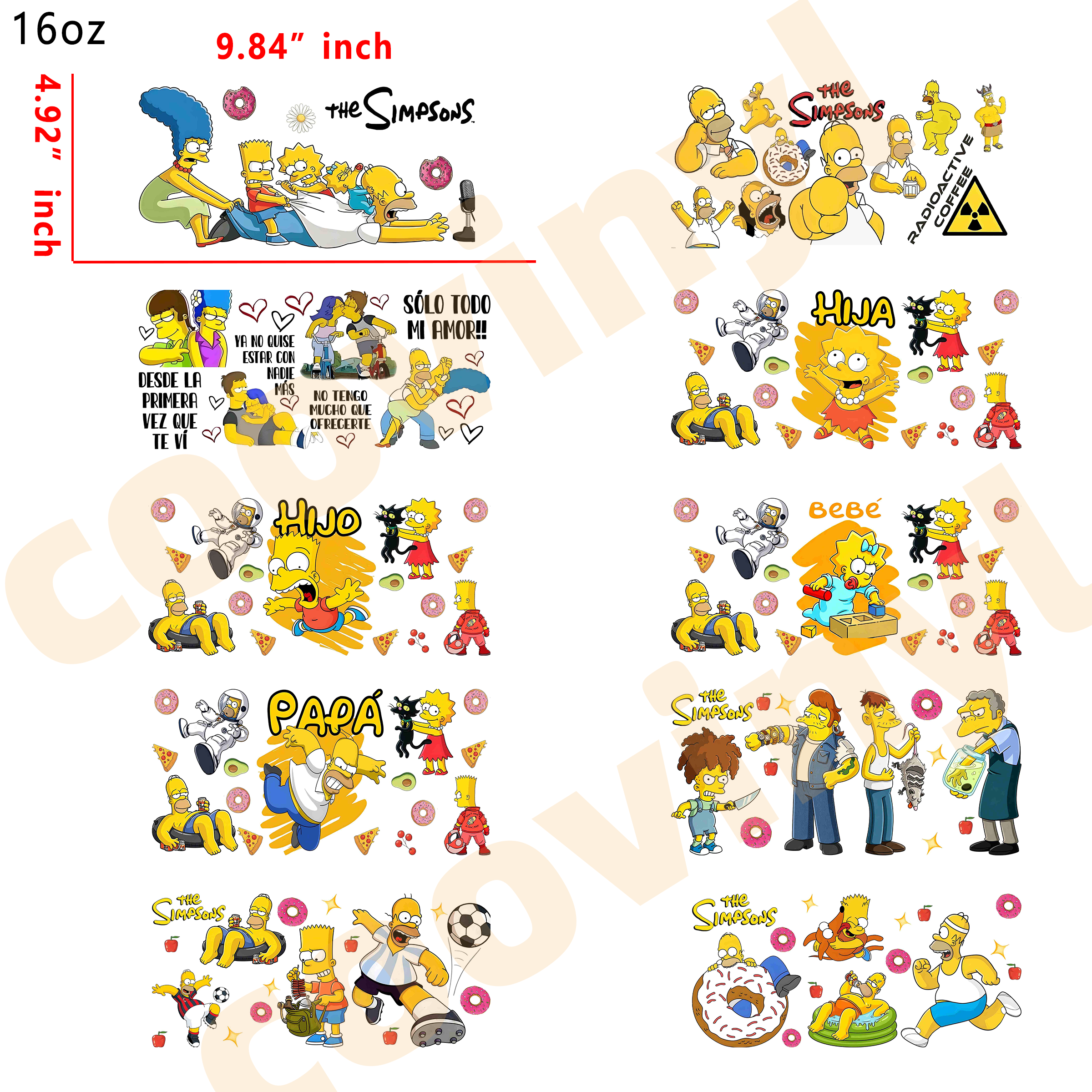 (L34) 10pcs stitch 16OZ Tumbler Cup Wraps, Waterproof Fade-Resistant Decal Stickers, Vivid HD Print with Strong Adhesion, Customizable Transfers for Glass Cups, Mugs & Smooth Surfaces, DIY Art Craft Supplies