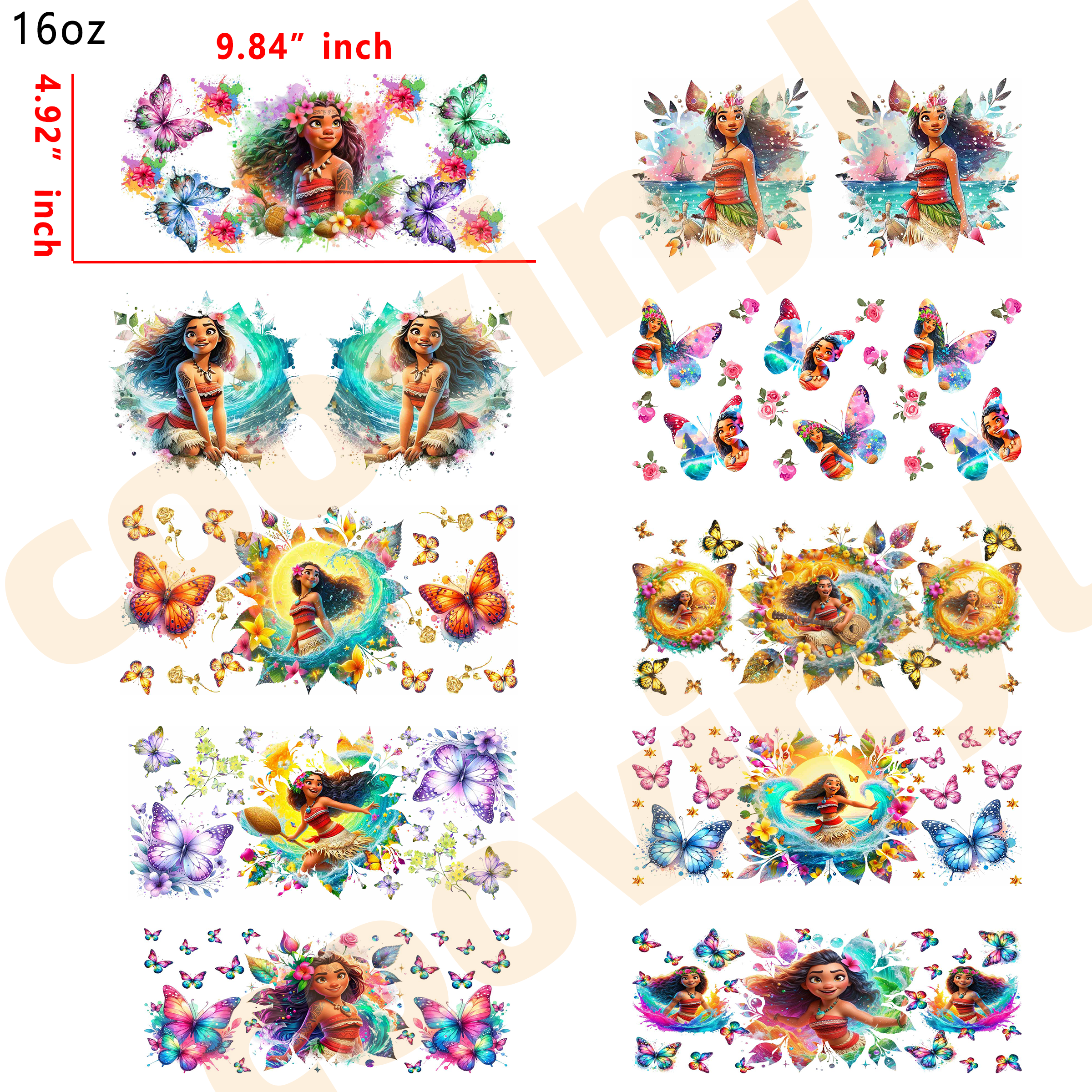(L56) 10pcs Christmas sanrio 16OZ Tumbler Cup Wraps, Waterproof Fade-Resistant Decal Stickers, Vivid HD Print with Strong Adhesion, Customizable Transfers for Glass Cups, Mugs & Smooth Surfaces, DIY Art Craft Supplies