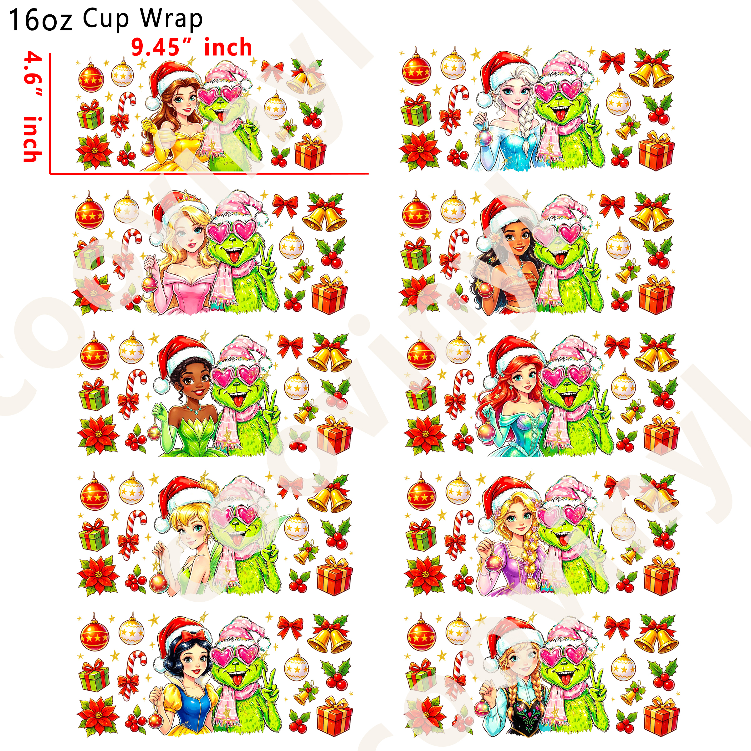 (T63)  20pcs Christmas character mix 16OZ Tumbler Cup Wraps, Waterproof Fade-Resistant Decal Stickers, Vivid HD Print with Strong Adhesion, Customizable Transfers for Glass Cups, Mugs & Smooth Surfaces, DIY Art Craft Supplies