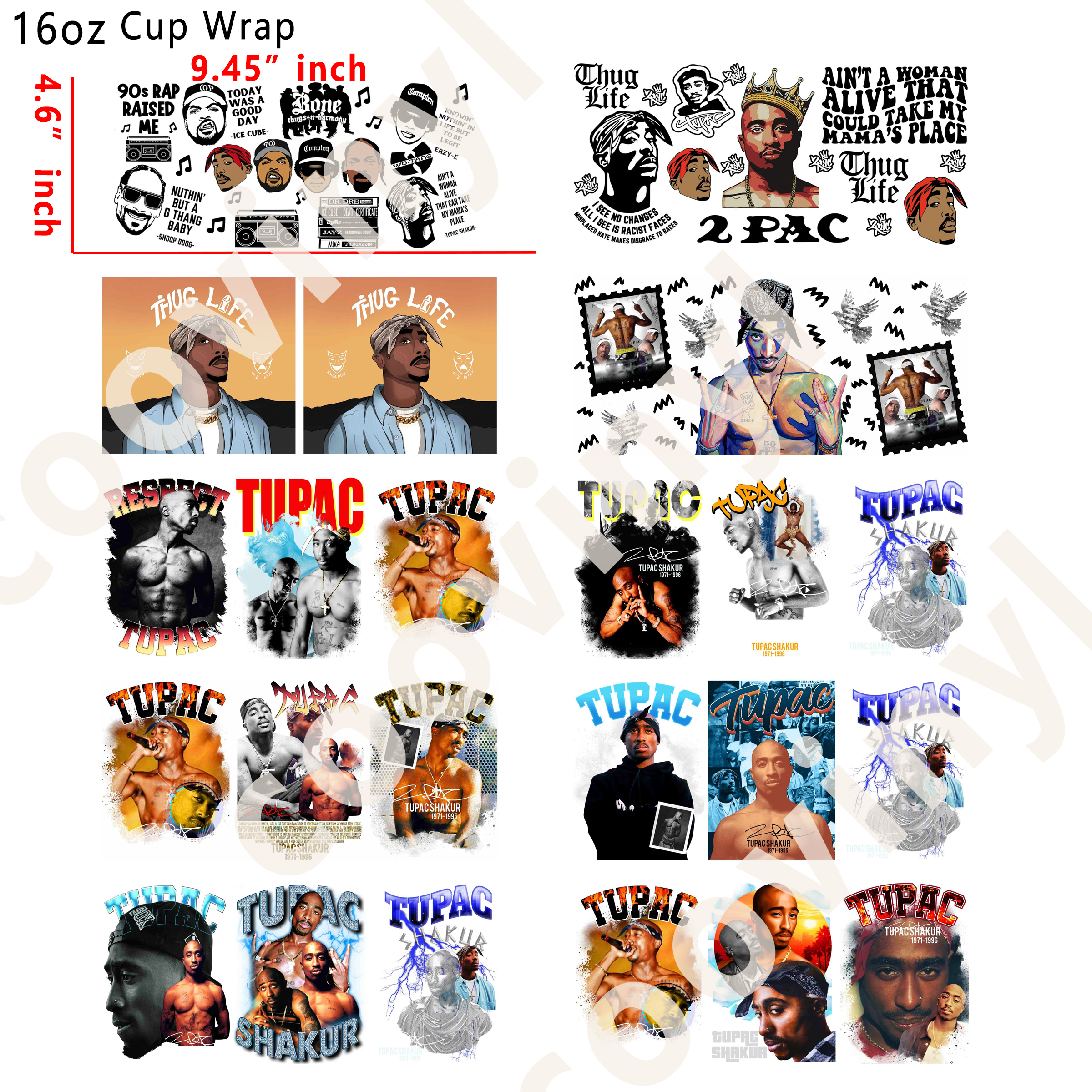 (U32)  10pcs 2 pac 16OZ Tumbler Cup Wraps, Waterproof Fade-Resistant Decal Stickers, Vivid HD Print with Strong Adhesion, Customizable Transfers for Glass Cups, Mugs & Smooth Surfaces, DIY Art Craft Supplies