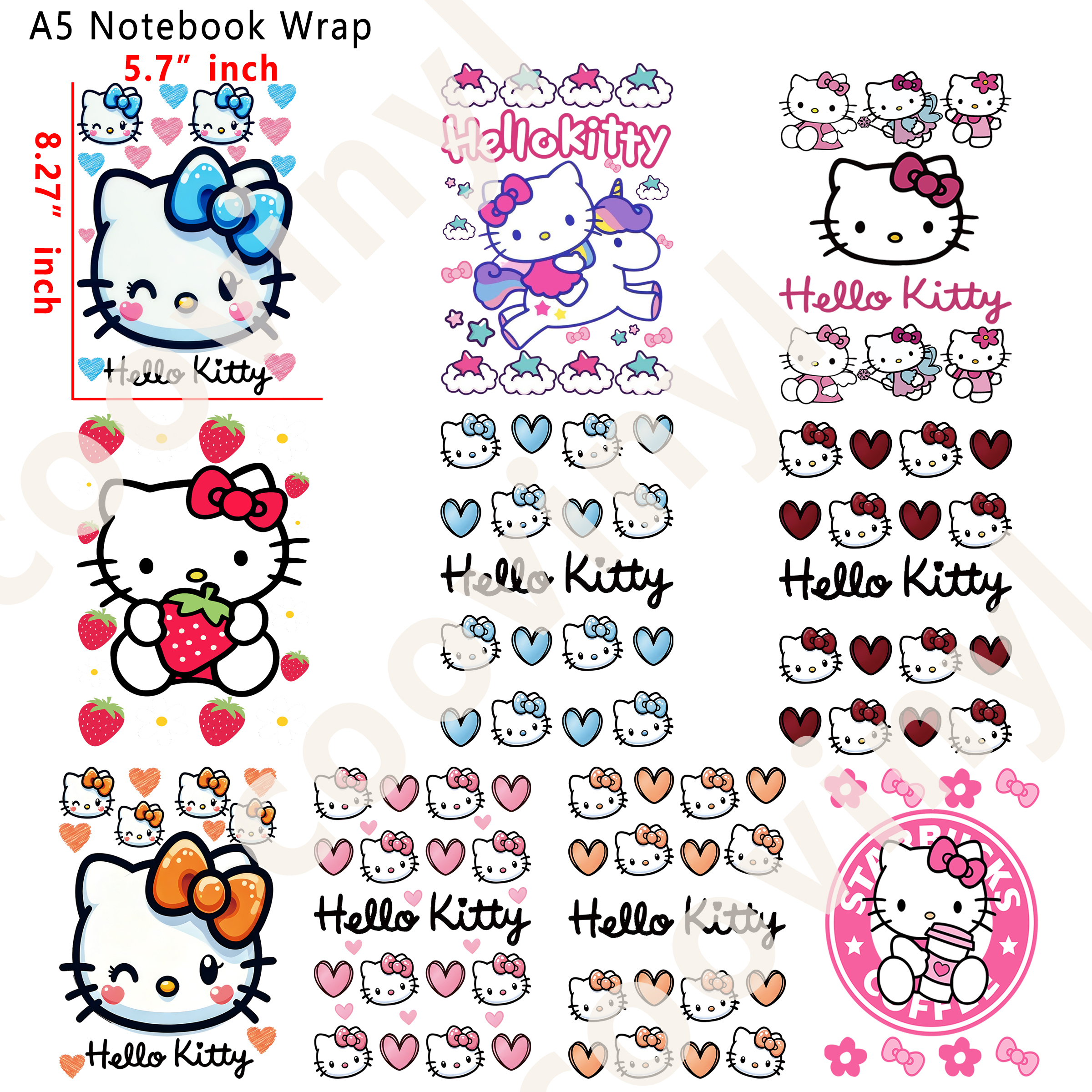 (Q86)  HK 10pcs A5 Notebook Wraps, Waterproof Fade Resistant UV DTF Decal Stickers, Vivid HD Print with Strong Adhesion, Customizable Crystal Transfers for Notebooks & Smooth Surfaces, DIY Art Craft Supplies