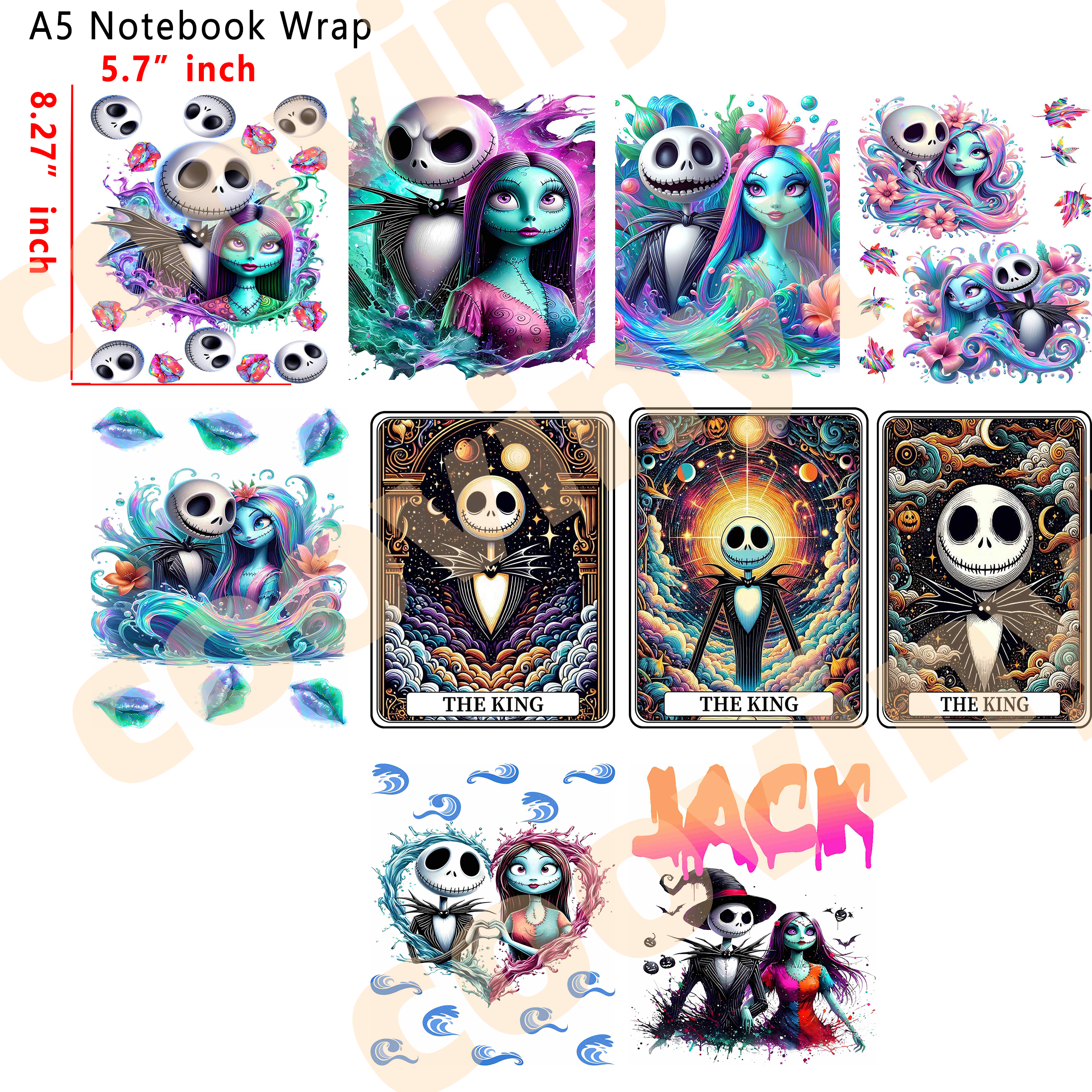 (Q24)  nbc 10pcs A5 Notebook Wraps, Waterproof Fade Resistant UV DTF Decal Stickers, Vivid HD Print with Strong Adhesion, Customizable Crystal Transfers for Notebooks & Smooth Surfaces, DIY Art Craft Supplies