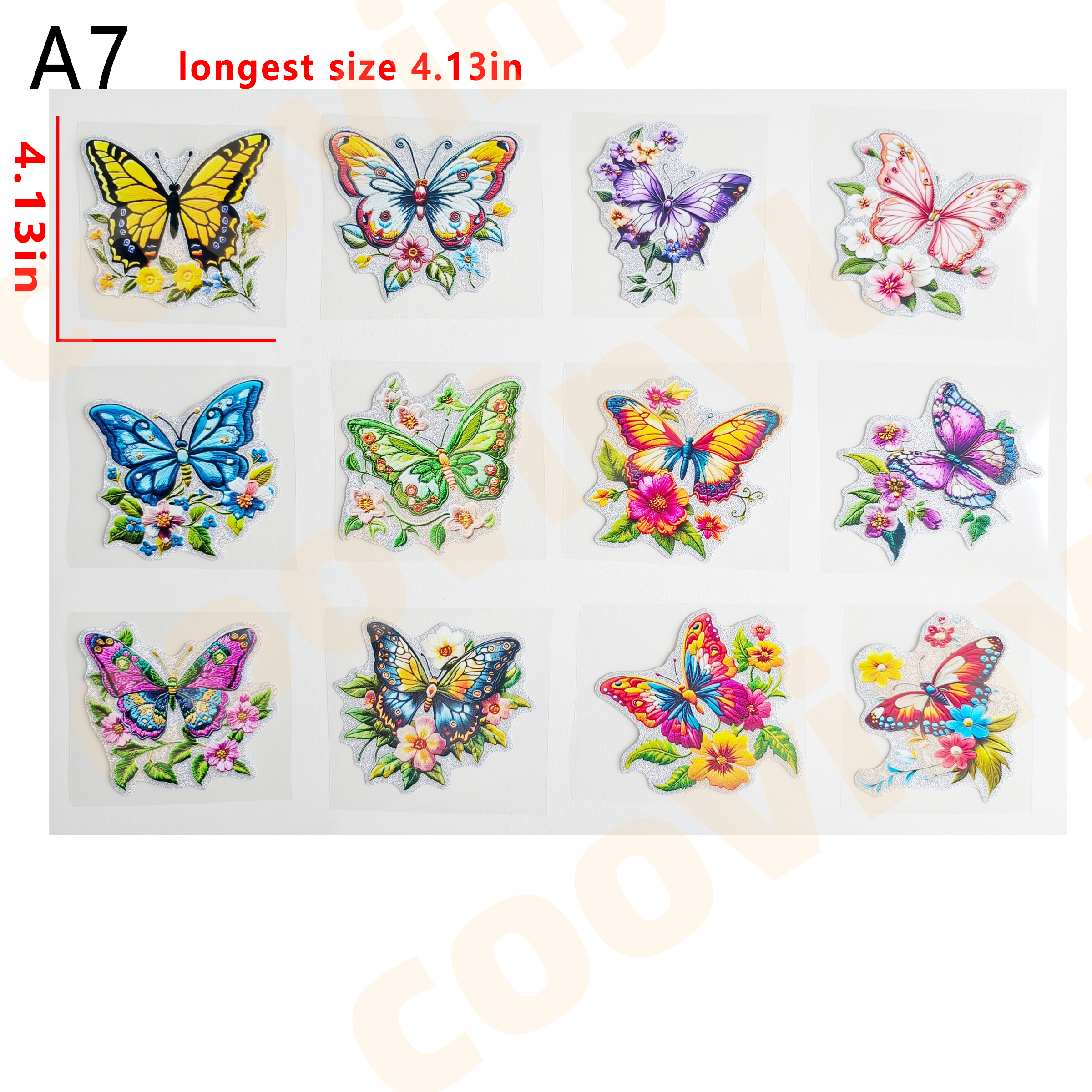 （G64) 12 PCS Butterfly  cup wraps 16OZ tumbler  Waterproof Customized Craft Sticker Adhesive Vinyl Decal Glitter Sticker DIY Kit Ready to Use Vivid Color Strong Stickiness