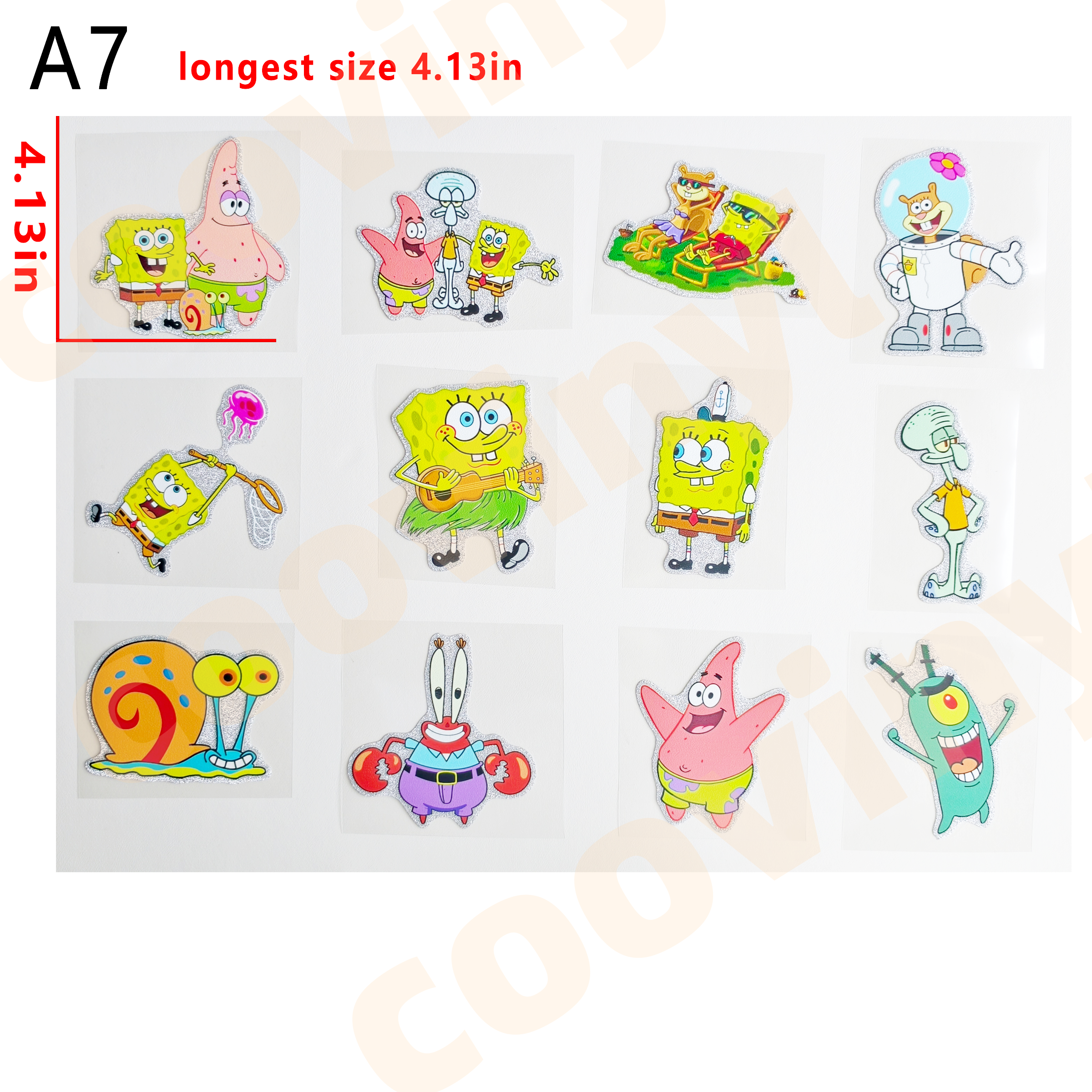 （G67) 12 PCS SpongeBob cup wraps 16OZ tumbler  Waterproof Customized Craft Sticker Adhesive Vinyl Decal Glitter Sticker DIY Kit Ready to Use Vivid Color Strong Stickiness