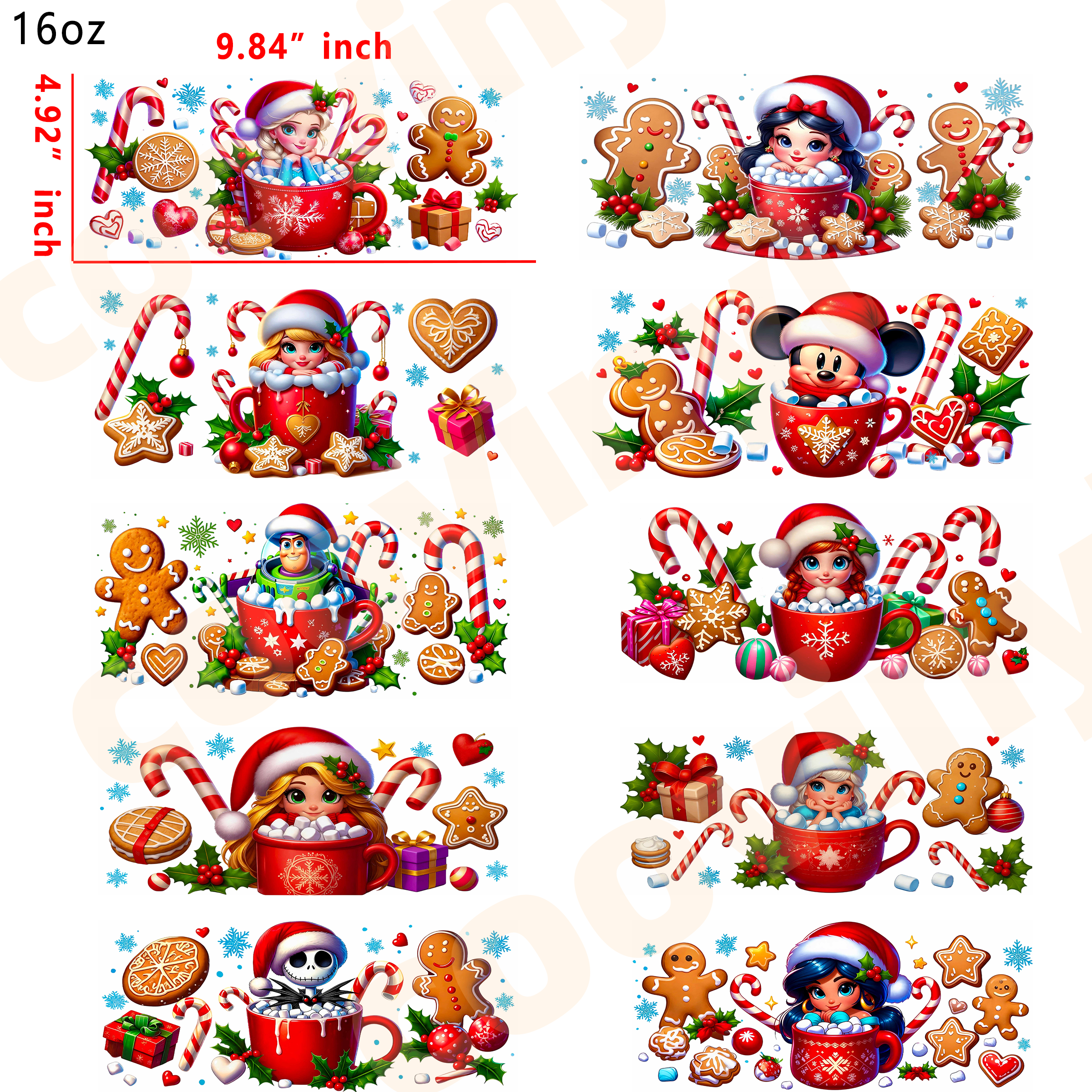 (X91) Christmas mix 20pcs  16OZ Tumbler Cup Wraps, Waterproof Fade-Resistant Decal Stickers, Vivid HD Print with Strong Adhesion, Customizable Transfers for Glass Cups, Mugs & Smooth Surfaces, DIY Art Craft Supplies