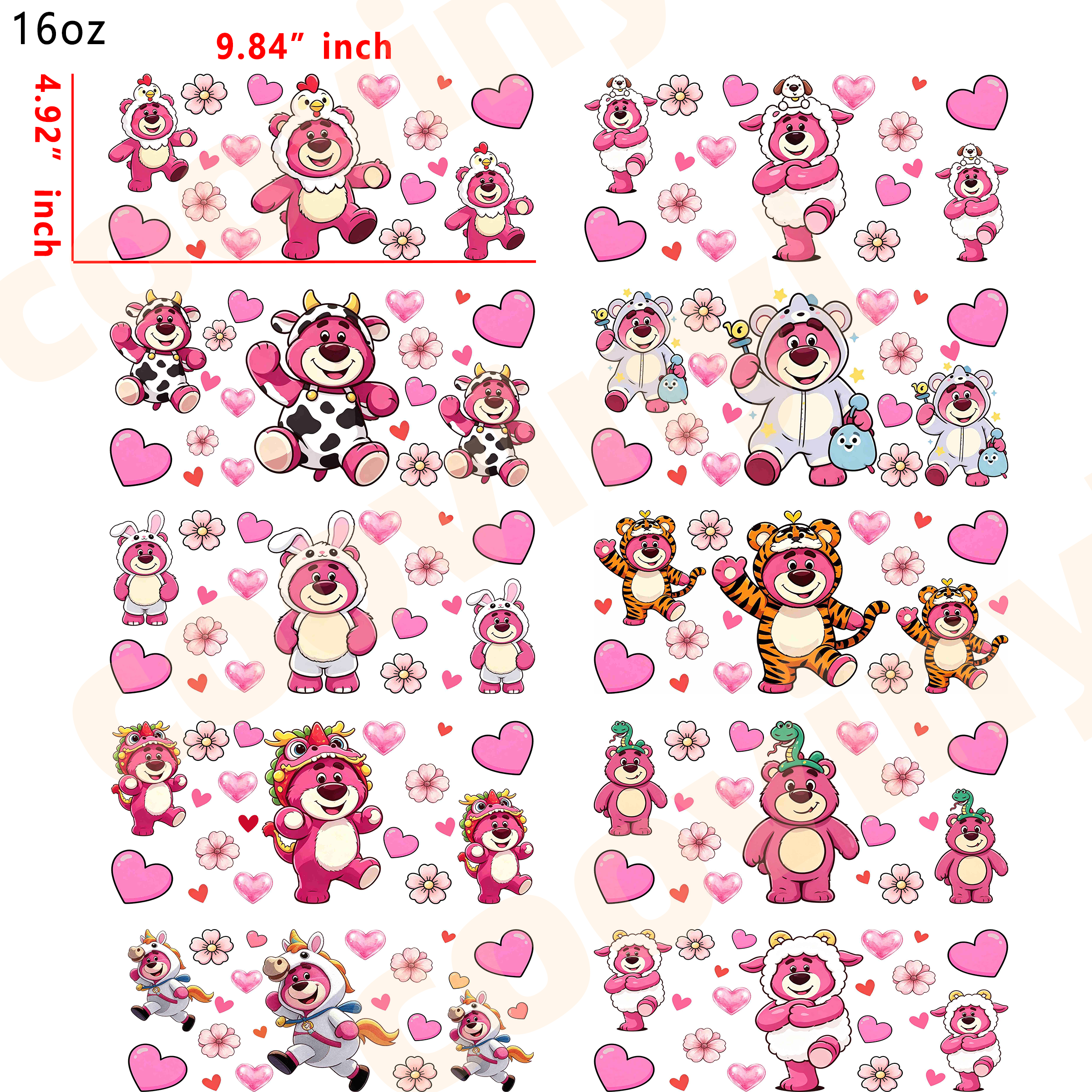(R98) lotso 10pcs  16OZ Tumbler Cup Wraps, Waterproof Fade-Resistant Decal Stickers, Vivid HD Print with Strong Adhesion, Customizable Transfers for Glass Cups, Mugs & Smooth Surfaces, DIY Art Craft Supplies