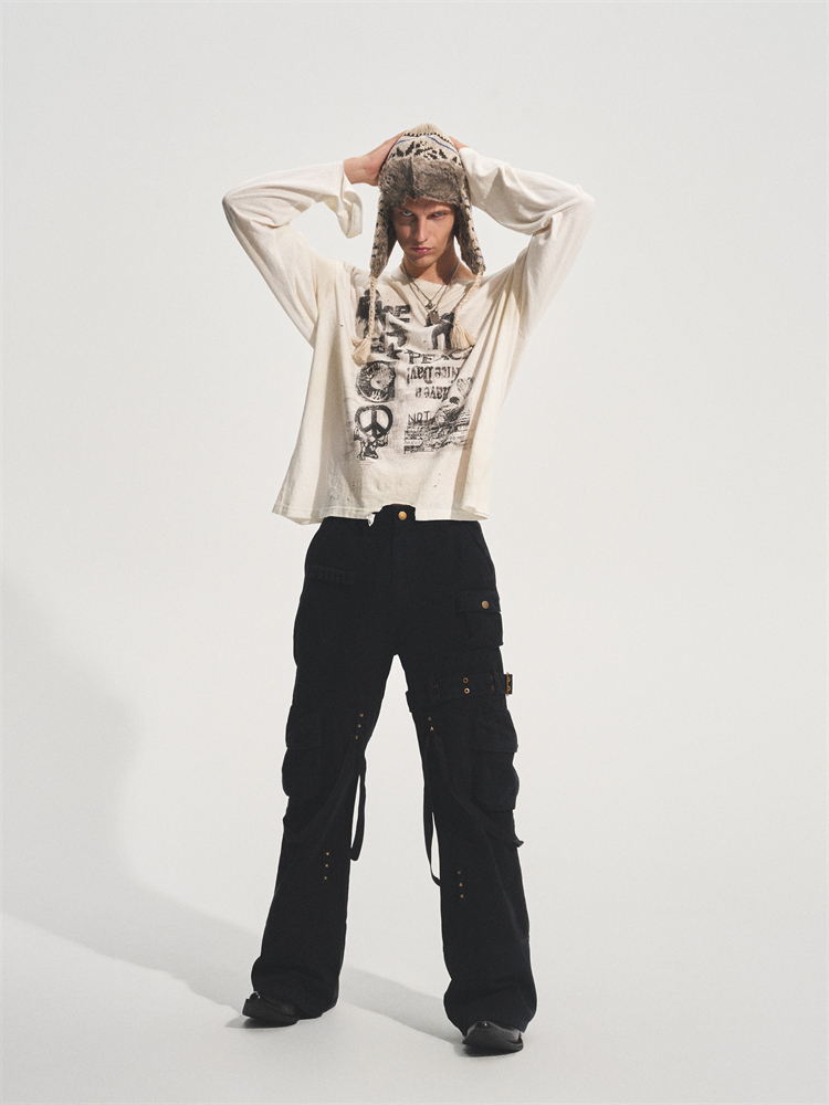 ANTI WAR LONG STAPE COTTON TEE