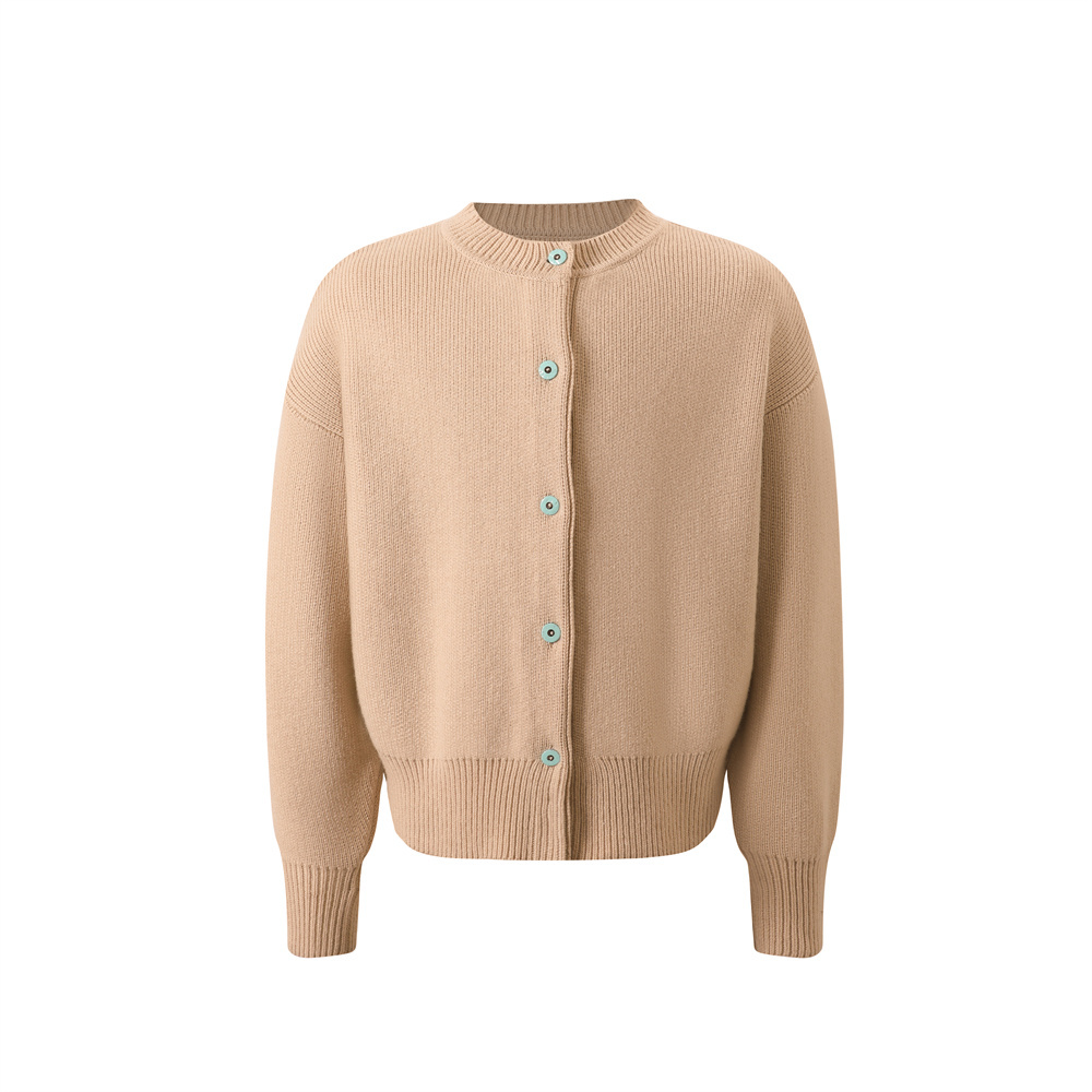 BEIGE TURQUOISE BUTTONS CARDIGAN