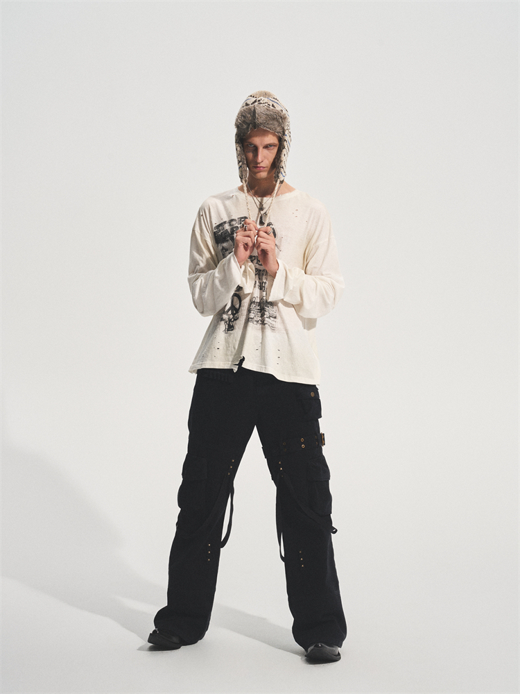 ANTI WAR LONG STAPE COTTON TEE