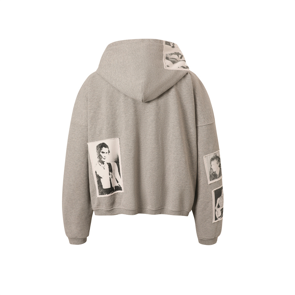 PUNK PRINT APPLIQUE HOODIE