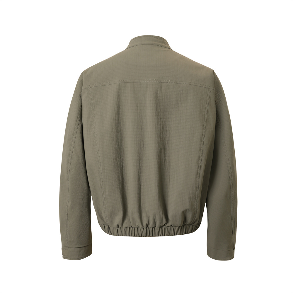 ARMY GREEN LAID COLLAR REPELLENT JACKET