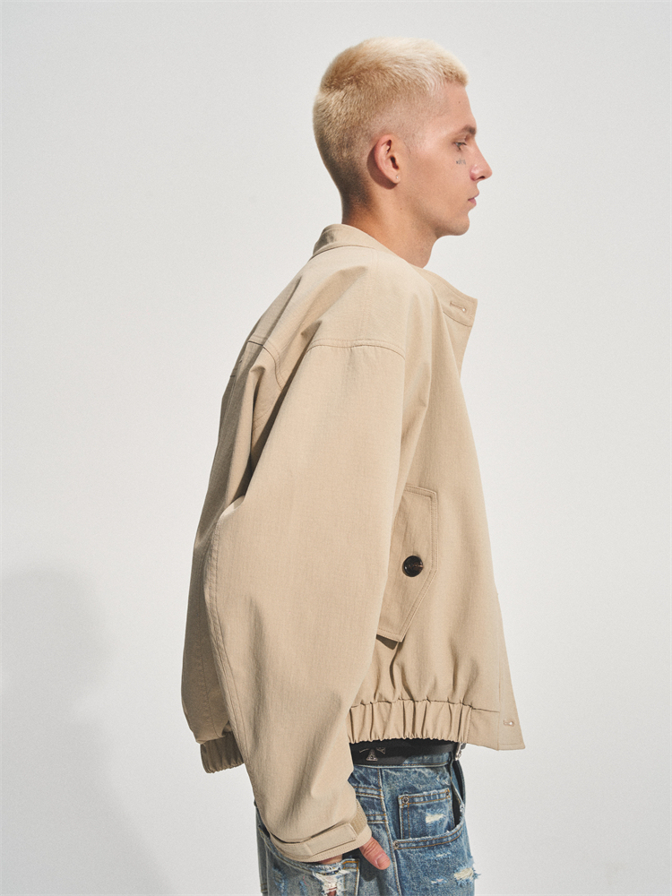 KHAKI LAID COLLAR REPELLENT JACKET