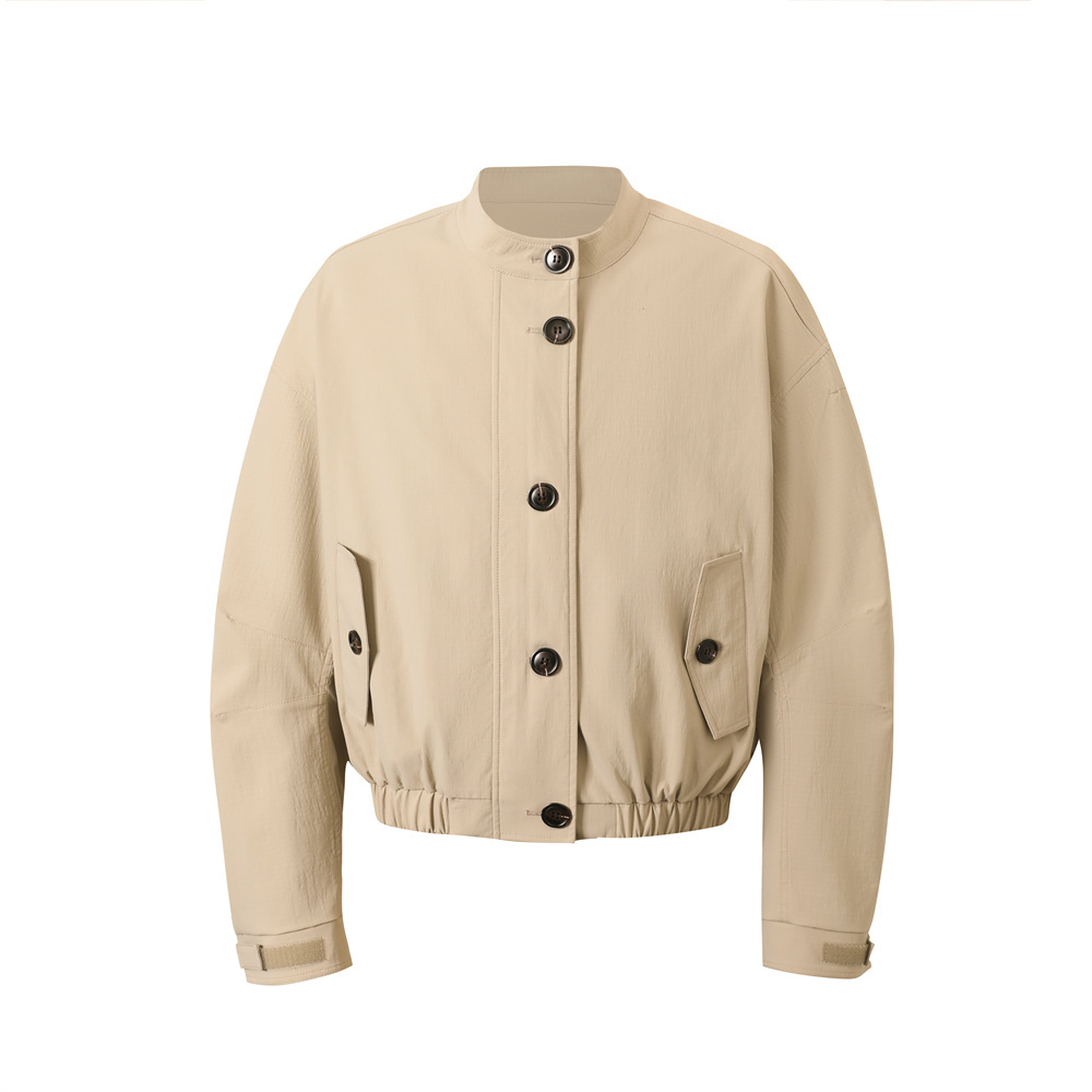 KHAKI LAID COLLAR REPELLENT JACKET