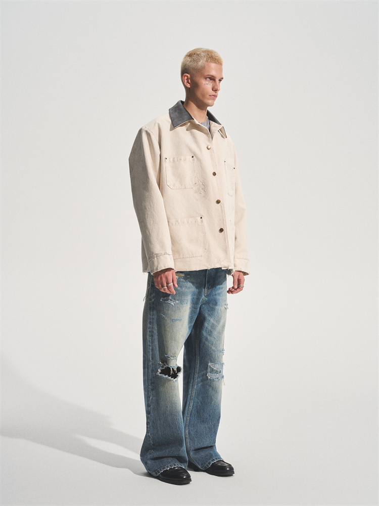 LEATHER COLLAR DADS JACKET