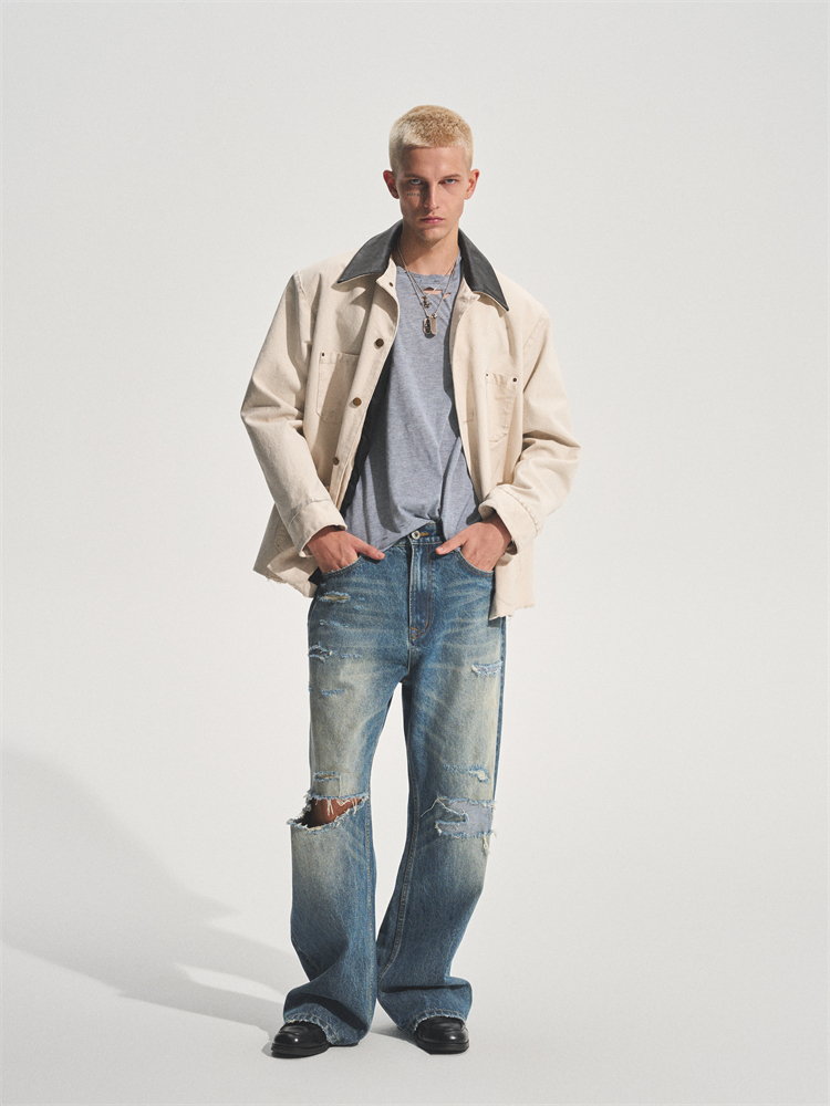 LEATHER COLLAR DADS JACKET