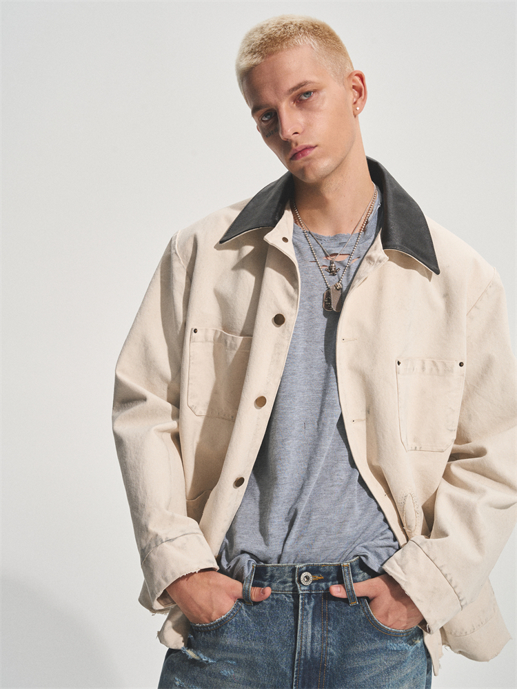 LEATHER COLLAR DADS JACKET