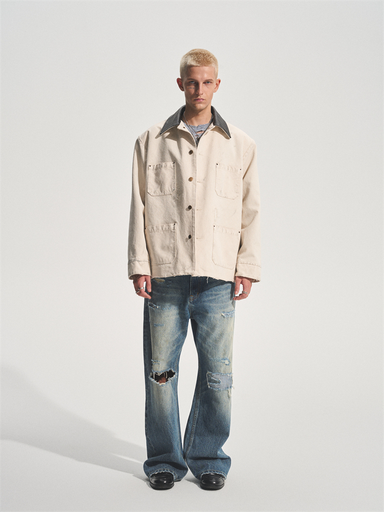 LEATHER COLLAR DADS JACKET
