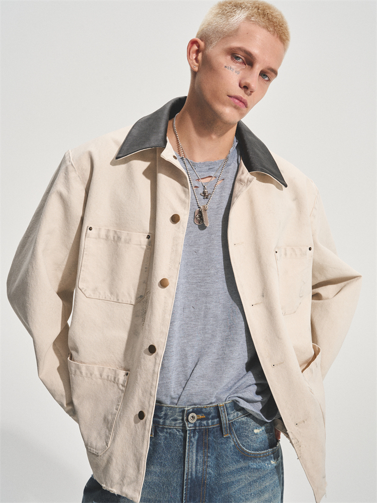 LEATHER COLLAR DADS JACKET