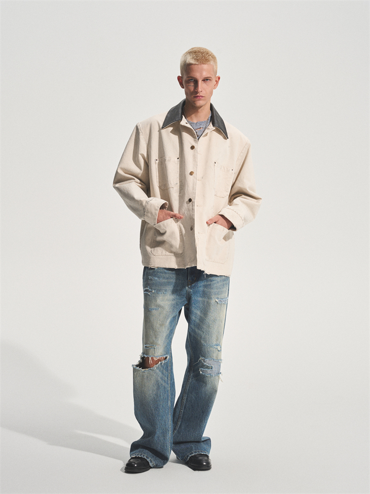 LEATHER COLLAR DADS JACKET