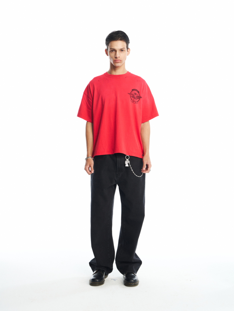 BLACK CASUAL REPAIRED DENIM