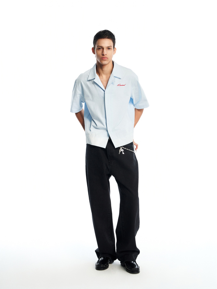 BLUE ELEGANT BUTTON DOWN POPLIN SHIRT
