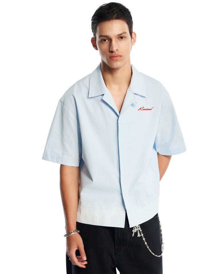 BLUE ELEGANT BUTTON DOWN POPLIN SHIRT