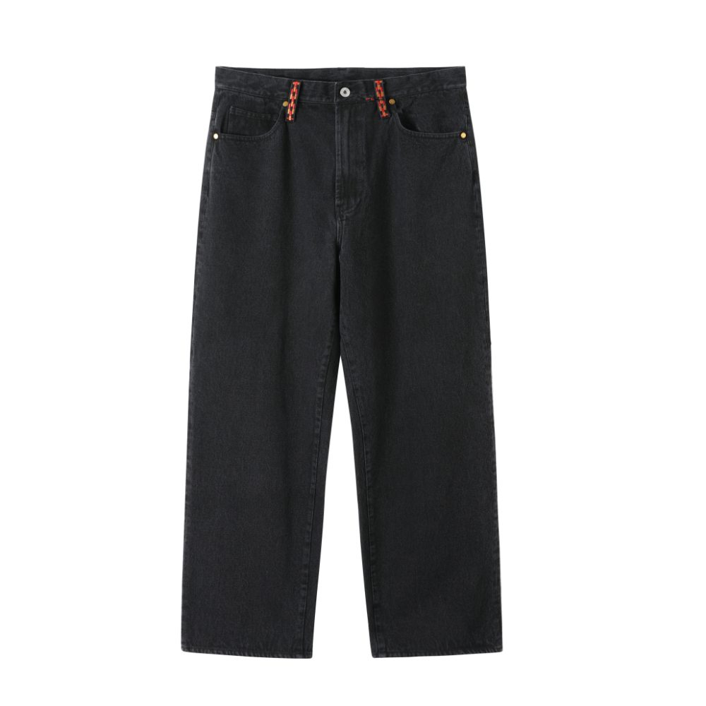 BLACK CASUAL REPAIRED DENIM