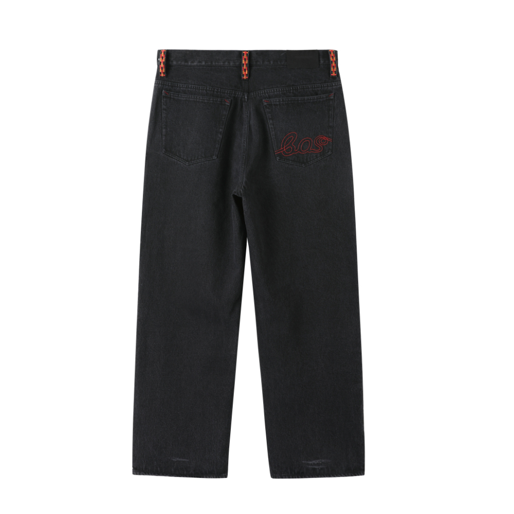 BLACK CASUAL REPAIRED DENIM