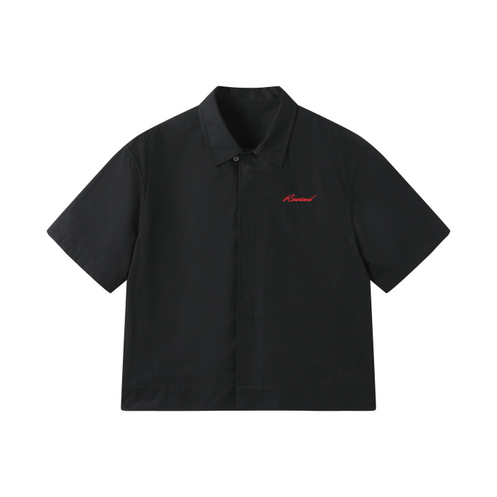 BLACK ELEGANT BUTTON DOWN POPLIN SHIRT