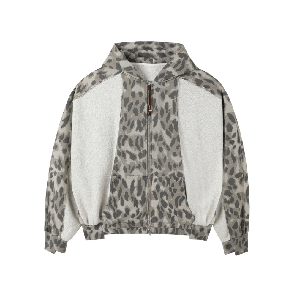 FOLDED LEOPARD JERSEY HOODIE