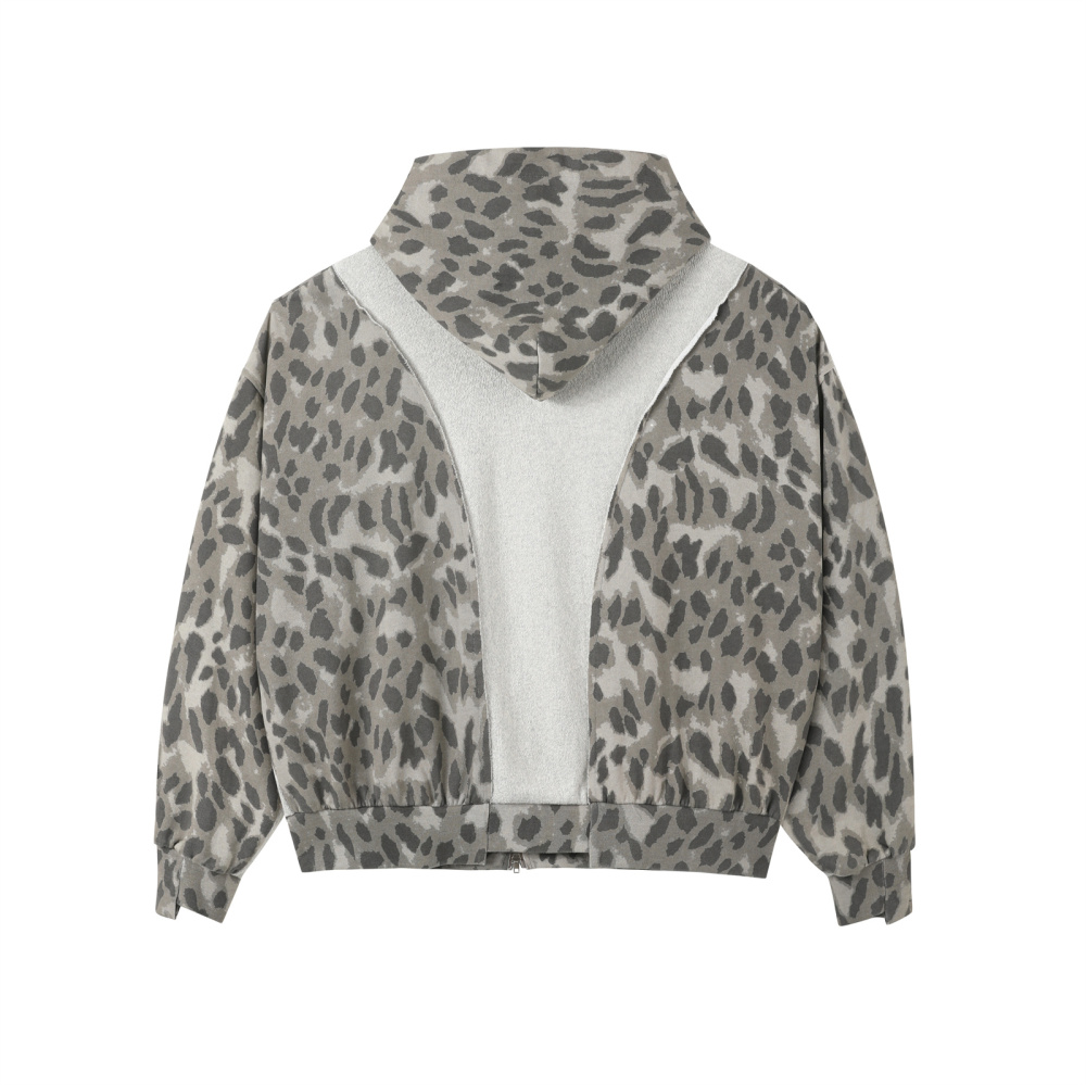 FOLDED LEOPARD JERSEY HOODIE