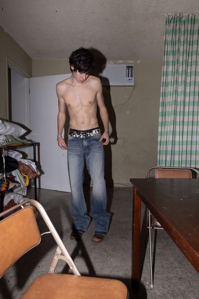 COW PRINT FUR JEANS