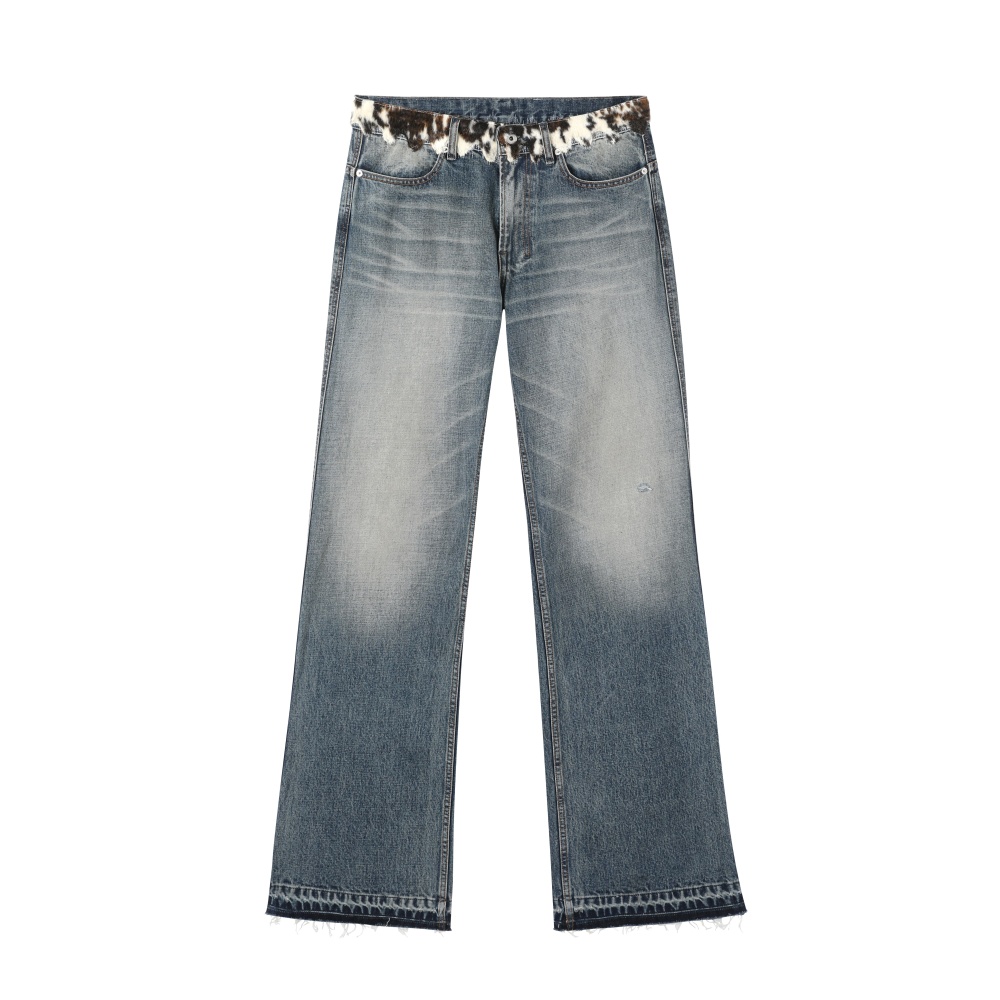 COW PRINT FUR JEANS