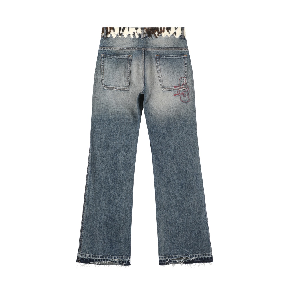 COW PRINT FUR JEANS