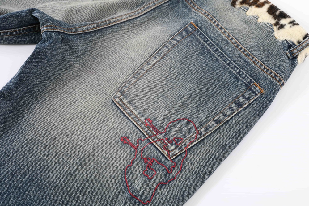 COW PRINT FUR JEANS