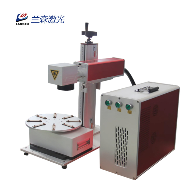 Mini Disk Fiber Laser Marking Machine for Tag Pen Logo Rotary Printing
