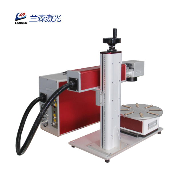 Mini Disk Fiber Laser Marking Machine for Tag Pen Logo Rotary Printing
