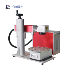 Mini Disk Fiber Laser Marking Machine for Tag Pen Logo Rotary Printing