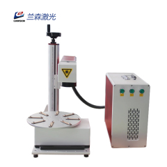 Mini Disk Fiber Laser Marking Machine for Tag Pen Logo Rotary Printing